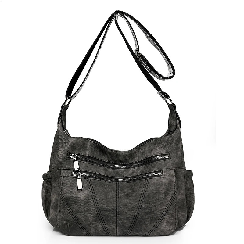 Women PU Casual Tote Handbag Large Capacity Travel Tote Bag Zipper Closure Trendy Messenger Bag Multi-pockets Simple Satchel Bag 240809