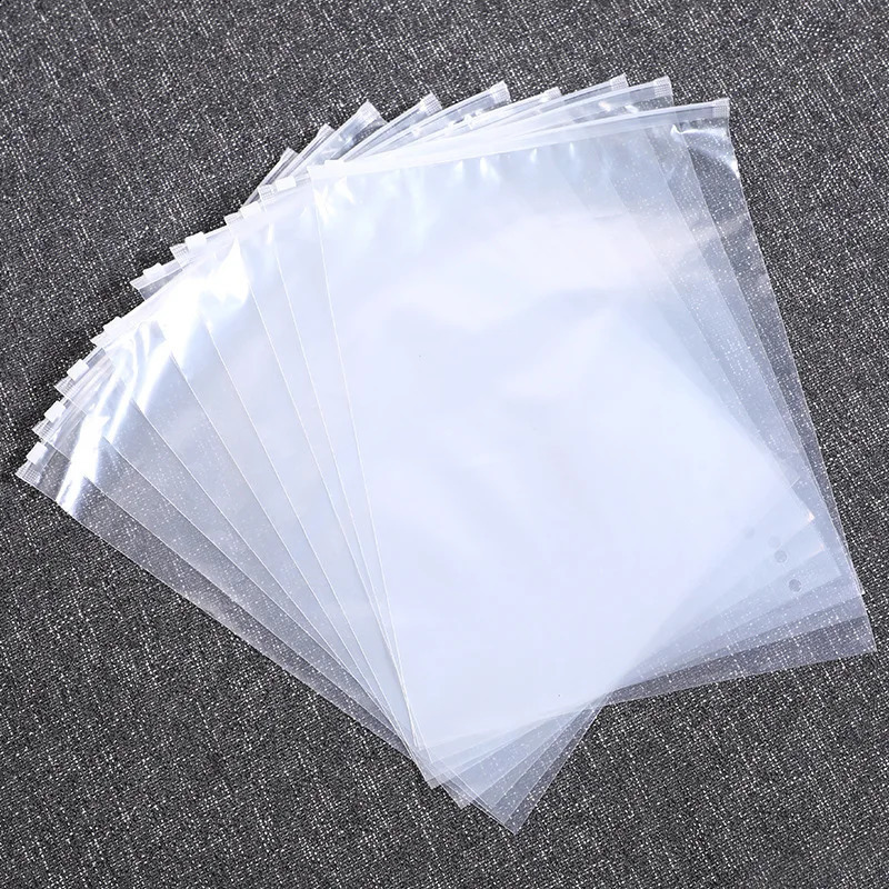 50 pieces of PE polyethylene transparent zipper bags scarves jackets shirts socks home travel storage clothing packaging printing 240809