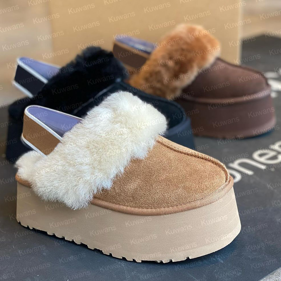 Women Platform Funkette Slippers Disquette Slipper Classic Mini Ultra Boot Tasman Tazz Fur Slides Sheepskin Suede Upper Sandal Mules Winter Size 35-42