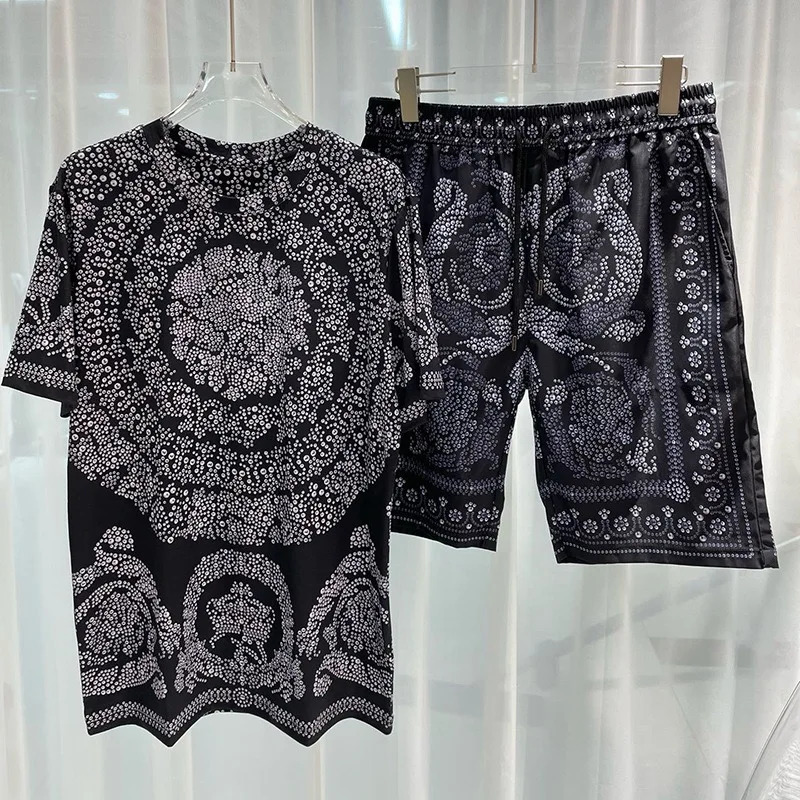 Summer European and American Fashion Leisure Digital Printing Round Neck Short Sleeve Mens Fashion Trend240808