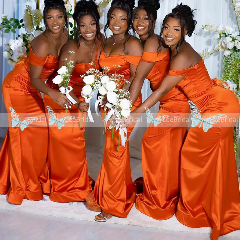 Sexy Mermaid Bright Orange Bridesmaid Dresses for Women Wedding Party Dress Bride Guest Maid of Honor Gowns Robes De Soiree Mariage Custom