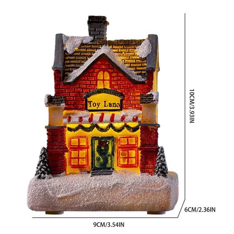Glowing Cabin House with Led Lights Story Village Houses Festival Ornament Christmas Atmospheres Decor Props Y240808