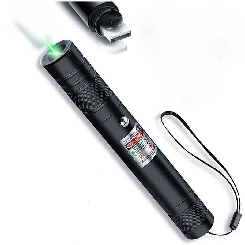 Green USB Rechargeable Laser Pointer High Power Green Light Flashlight Laser Sight Pointer Pen High Power Laser Equipo TacticoM240809