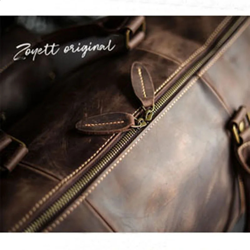 NASVA Leather Mens Bags Vintage Travel Duffle Bag Weekend Handbags Messenger Luggage With Shoe Compartment 240809