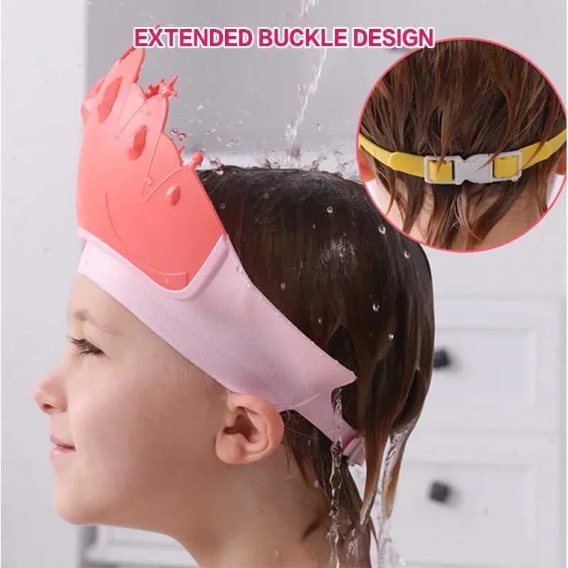 Adjustable size childrens shampoo cap crown baby shower cap cartoon bath pad baby hair care cover waterproofW240717vnbm