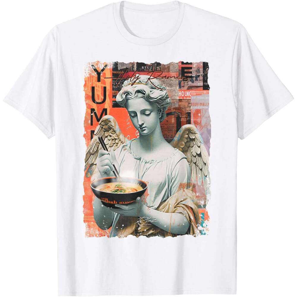 T shirt for Mens Holy Ramen Noodle Asia Art Anime Manga Angel Ramen T-Shirt Shirts Tshirt Graphic Tee Casual Tops Clothes Short sleeve