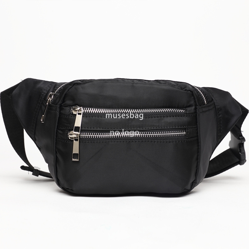 New men's waist pack fashion canvas solid color waist pack sports leisure wear-resistant multi-functional waist pack wholesale