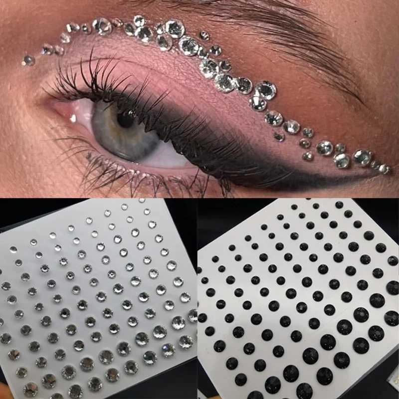 3D Perle Crystal Face Makeup Jewels Sticker Fashion Tattoo Tattoo Diamond Eyeliner Eyeshadow Halloween Eye Rhinestone Maquillage Y240809