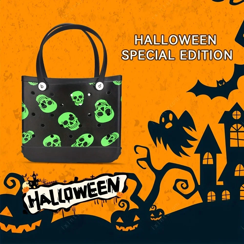 3 Halloween EVA Beach Bag Fashionable Storage Pumpkin Skull Shopping Outdoor Travel And Camping Handbag 240809 4