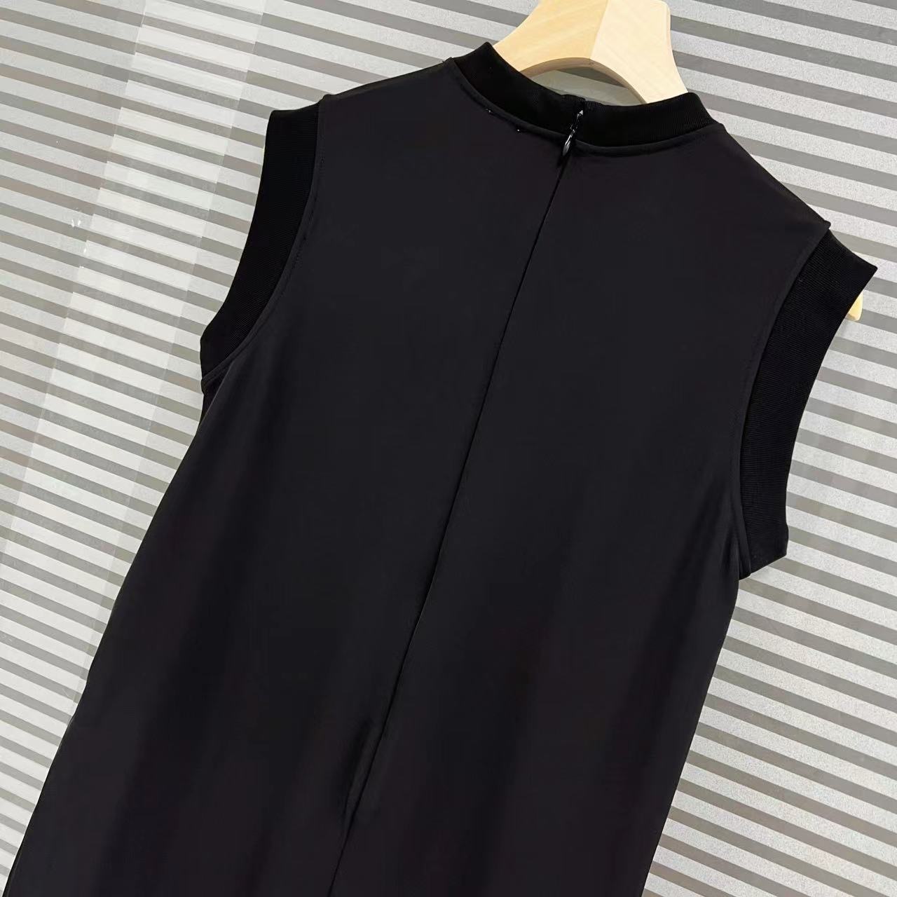 Basic & Casual Dresses Women's Sleeveless High-End Dress With Ribbed Edging Straight Tube Skirt Versatile Commuting A-Line Mid Length Skirt