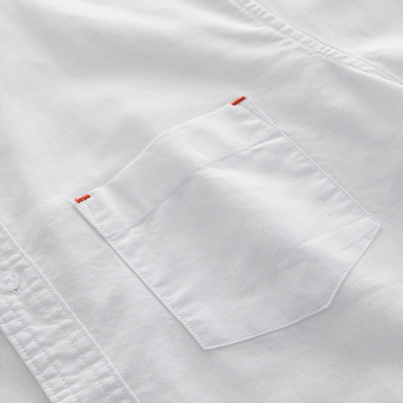 Dukeen 100% Cotton Oxford Spinning Shirt for Men Summer Casual Solid Color Blouse Man White Short-Sleeved Tops 240808