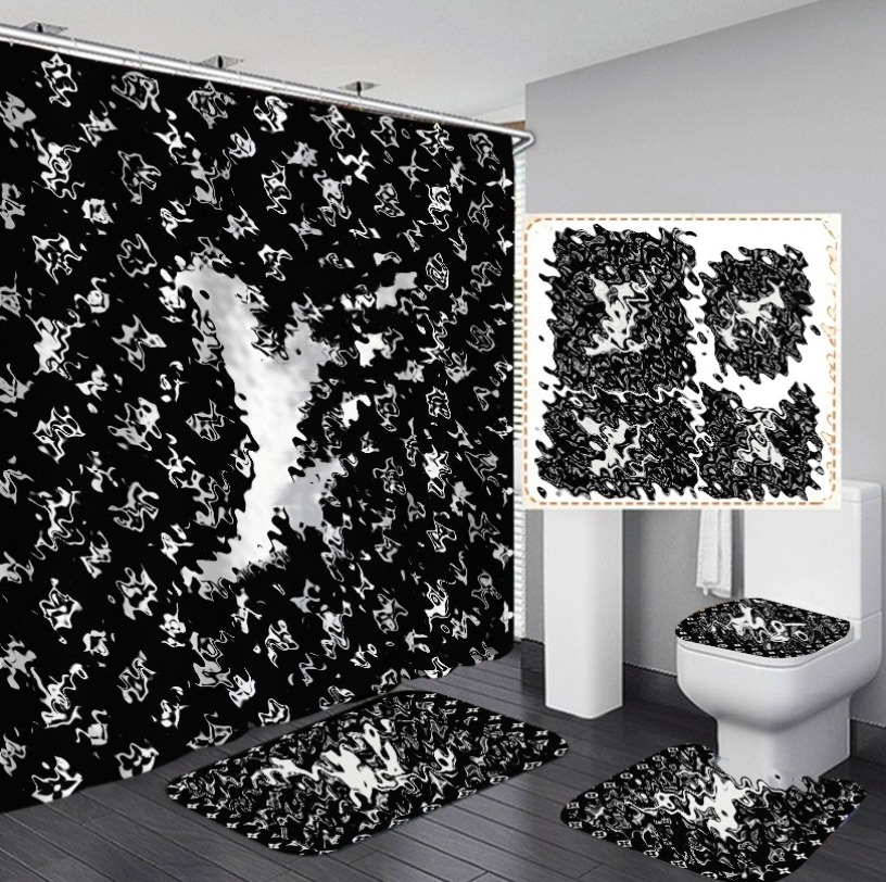 HIgh-end Shower Curtain Set Water-Repellent Cloth Bathroom Partition Curtain Shower Wet and Dry Special Goods Wholesale