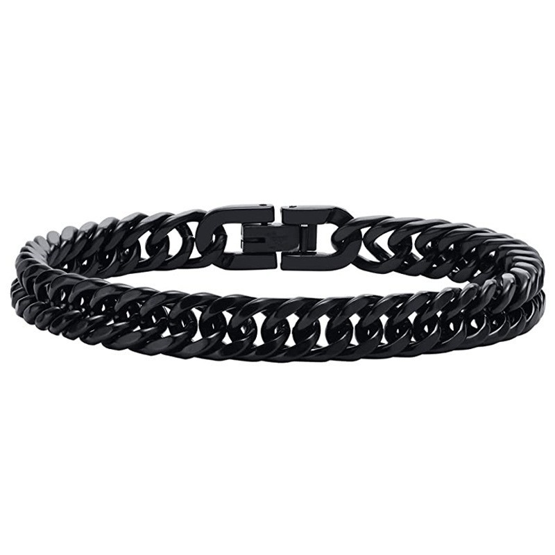 Stainless steel hip-hop men's Cuban bracelet, fashionable and simple folding buckle, Franco bracelet bracelet, wristband