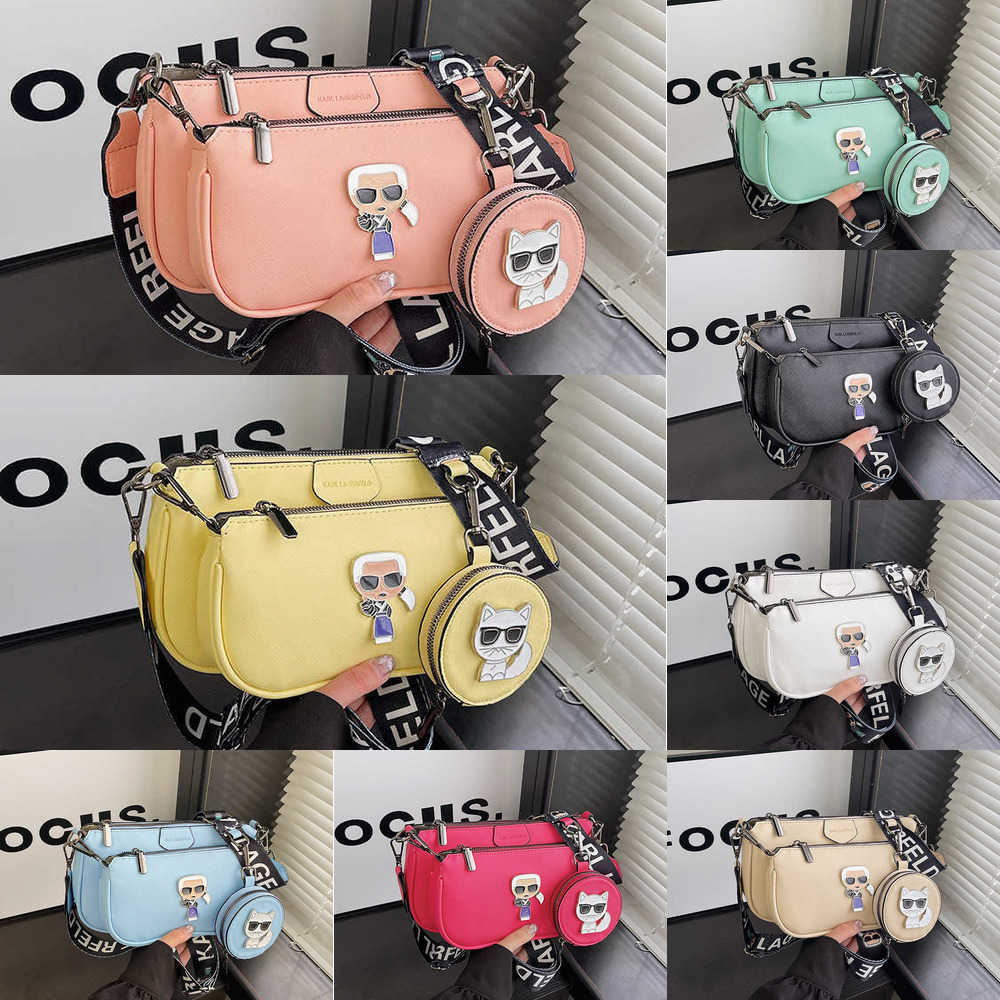 New Fashionable Shoulder Bag Karl Versatile Niche Wide Strap Mother And Child Crossbody Bags Messenger Bag Purse 240719