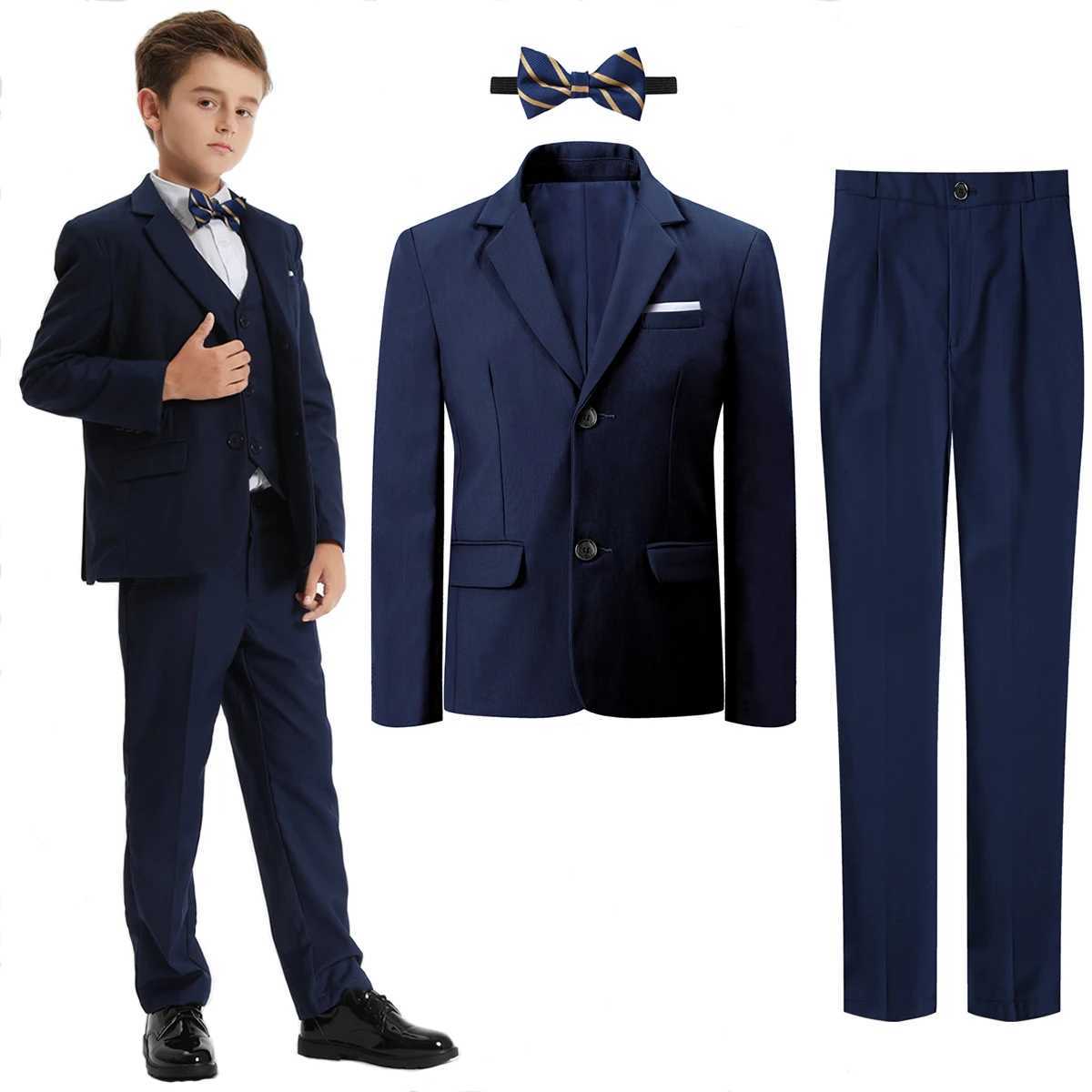 Suits Suit for Kids Boys Easter Outfit Church Party Blazer Wedding Ceremony Flower Piano Performance Birthday Gift Clothes Set 3 PCS L260119