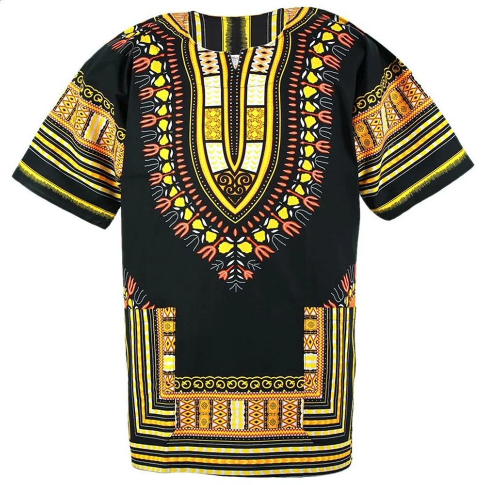 Mens Dashiki T shirt African Traditional Print Dashiki Loose Fit Unisex African Ethnic Mens Clothing Beauty Without Pocket Top 240809
