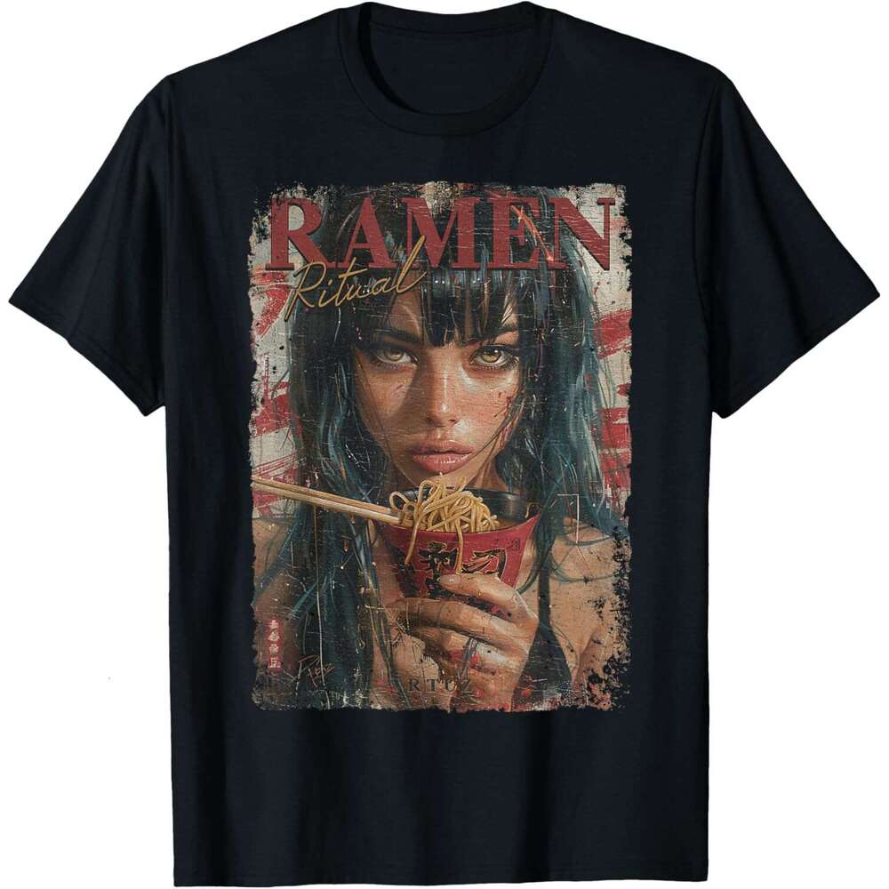 Summer T shirt for Mens Pin-up Girl Ramen Noodle Anime Manga Asian Ramen T-Shirt Shirts Tshirt Graphic Tee Casual Tops Clothes Short sleeve