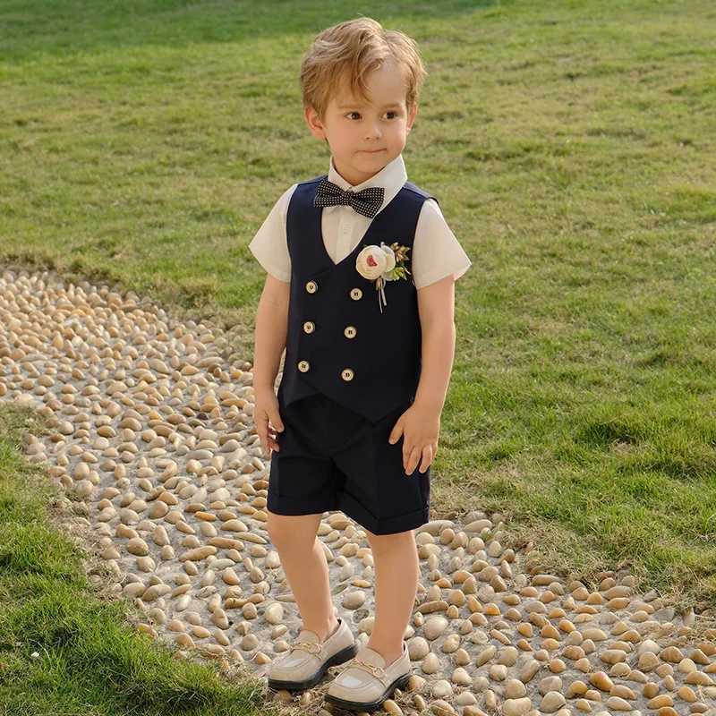 Suits Boys Blazers Set Spring Summer Flower Child Wedding Suit 2 To 14 Y Toddler Birthday Formal Dress Kids Piano Performance OutfitsL488