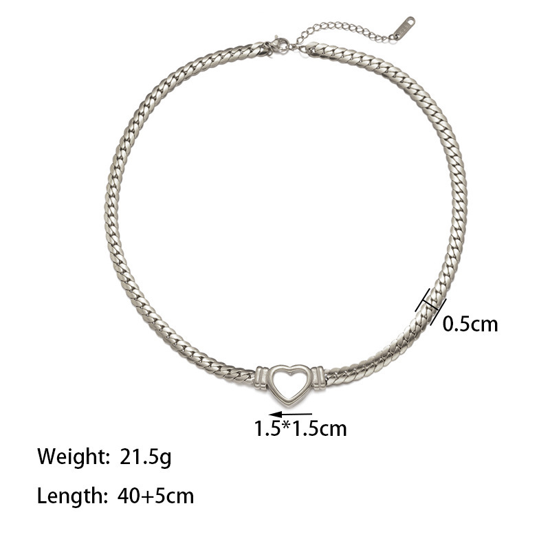 Heart shaped whip chain Ins popular bracelet titanium steel non fading necklace unisex gift for friends