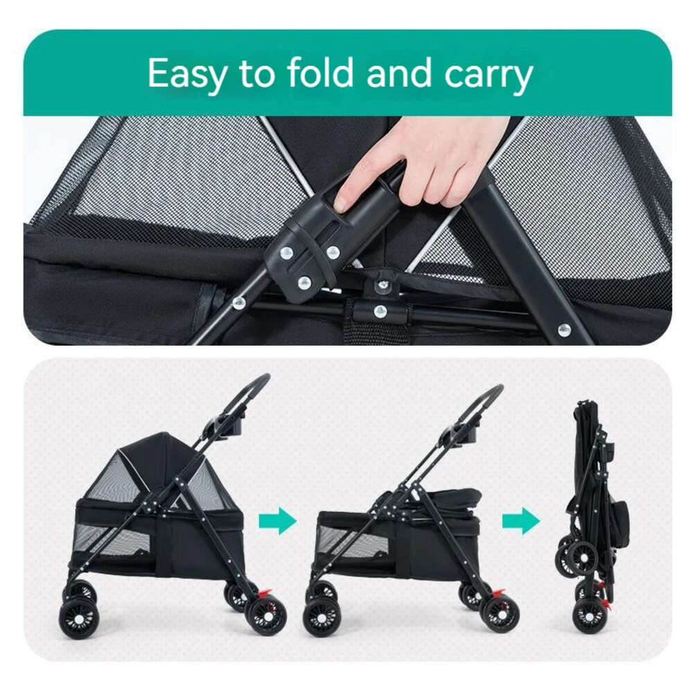 Pet Stroller Lightweight Folding Walking Pet Carrying Bag Outdoor Travel Breathable Meal Plate Dog Cat Trolley For Small Dogs Zozostore