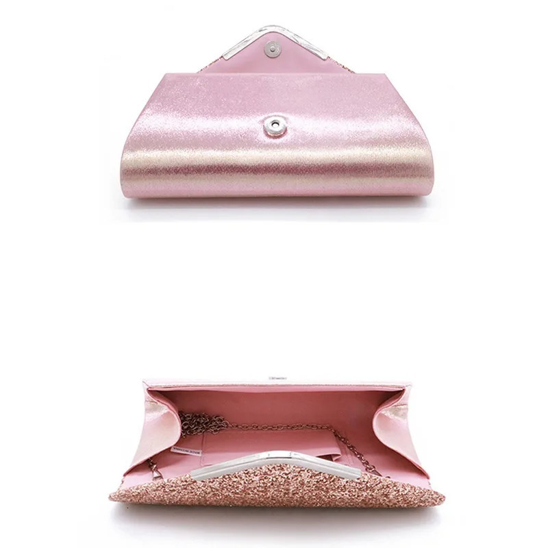 Womens clutch glitter evening party handbag portable black gold sier pink wedding wallet envelope 240808 e57a 4