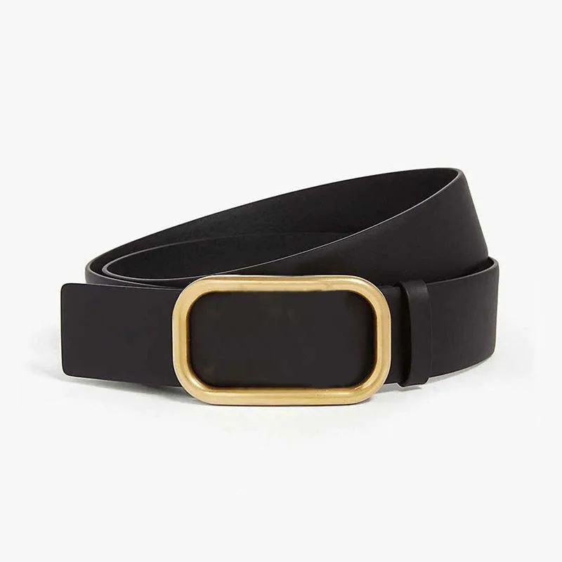 Vintage designer belts classic luxury belts mens rectangle metal buckle black red ceinture homme leather solid color 2.5cm fashion business convenient Belt