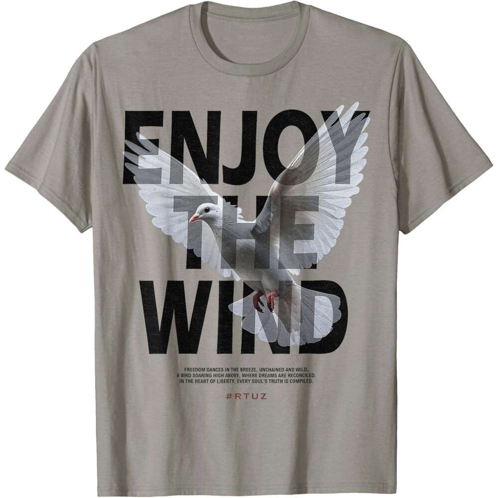 T shirt for Mens Enjoy The Wind Modern Dove Hip Hop Pigeon Vintage Graffiti Urban Streetwear T-Shirt Shirts Tshirt Graphic Tee Casual Tops Clothes Fre