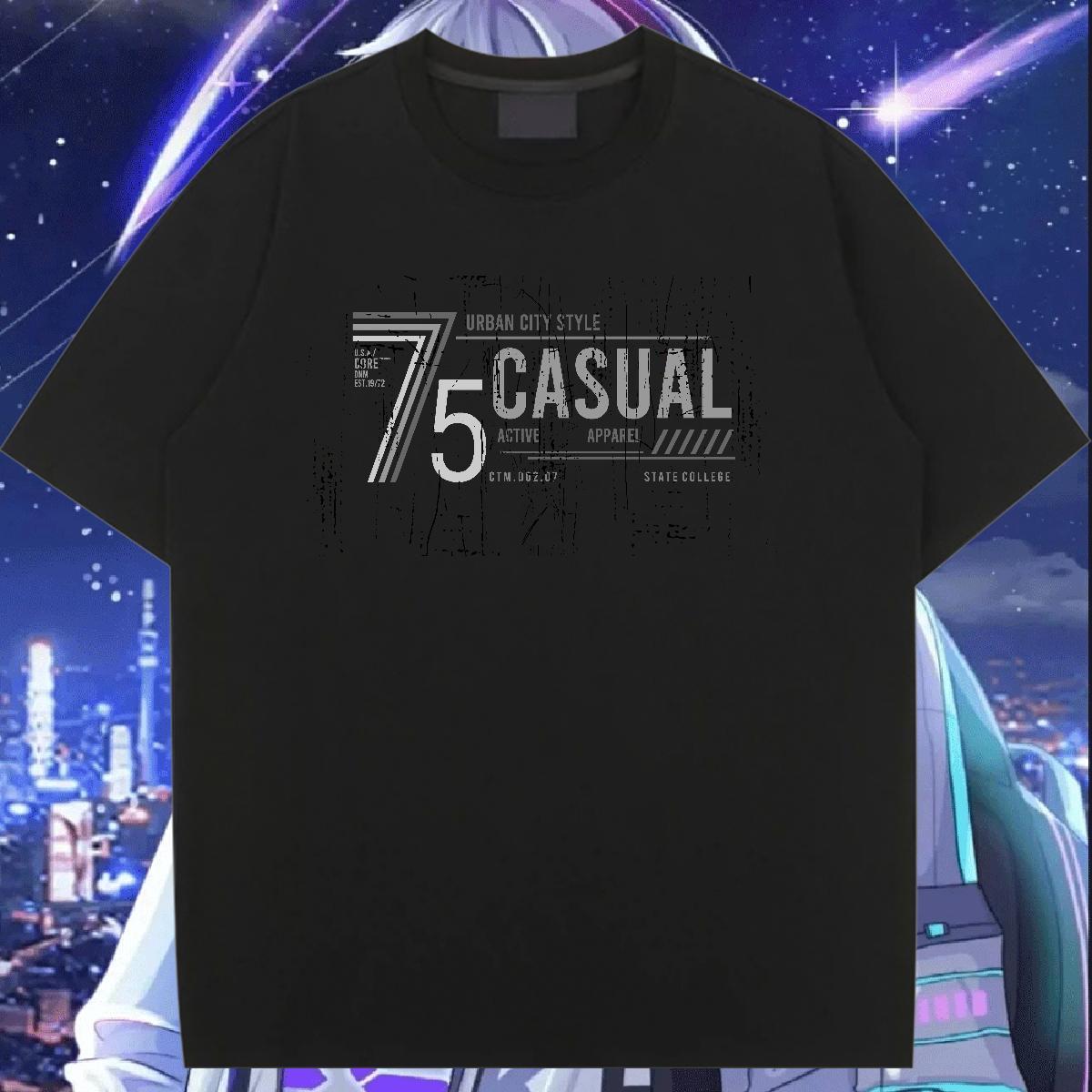 Unisex Womens Tshirts 230g Cotton letter Casual Daily Wear Womens T Shirts Breathable Crew Neck Anime Tees
