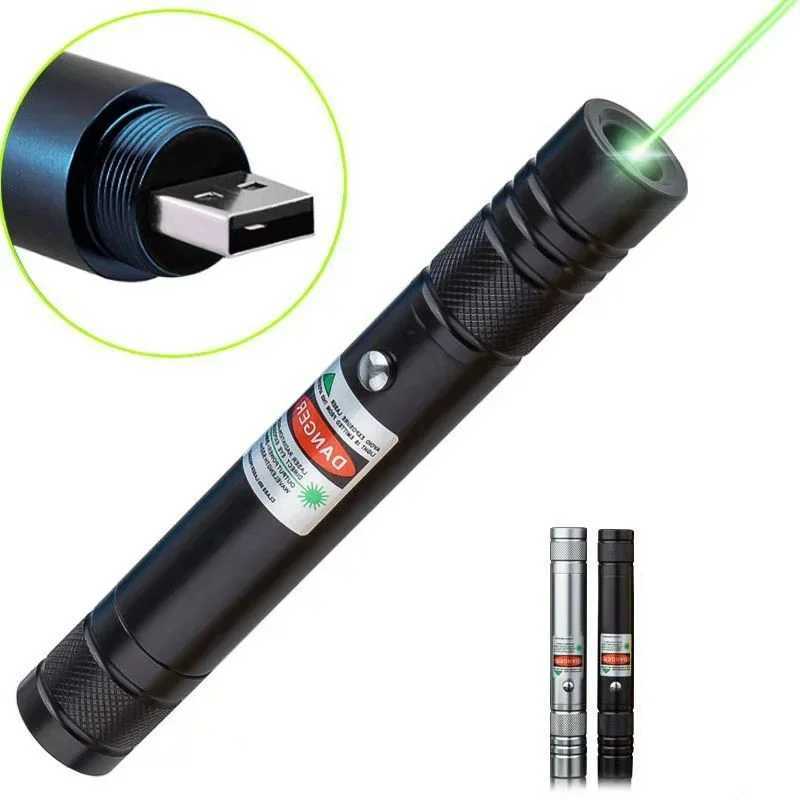 Green USB Rechargeable Laser Pointer High Power Green Light Flashlight Laser Sight Pointer Pen High Power Laser Equipo TacticoM240809