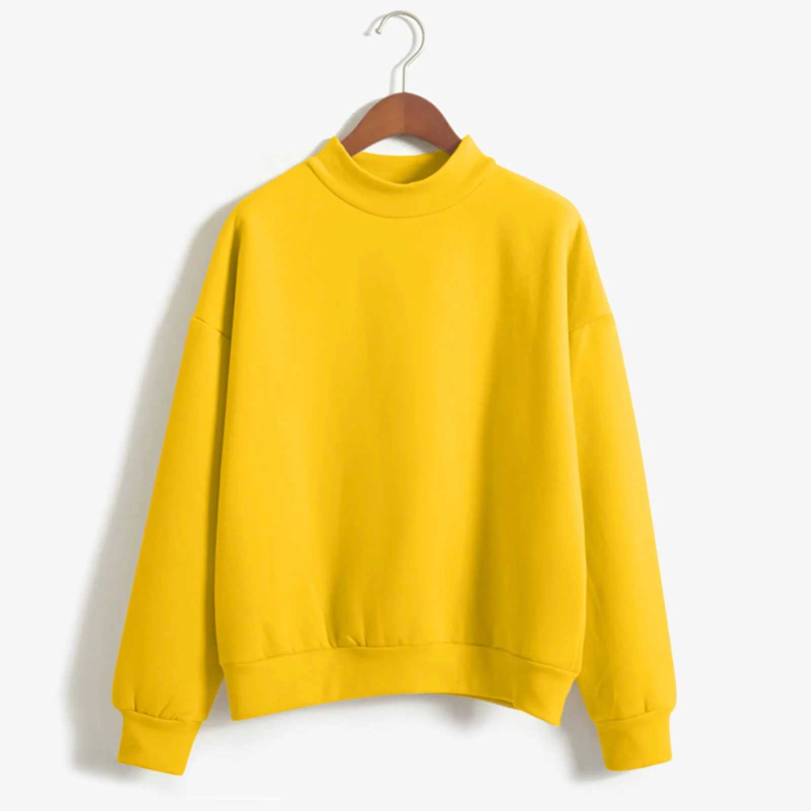 Women O Neck Solid Color Turtleneck Long Slve Velvet Sweatshirt Cotton Lightweight And Breathable Workout Pullover Cozy WearLX241104