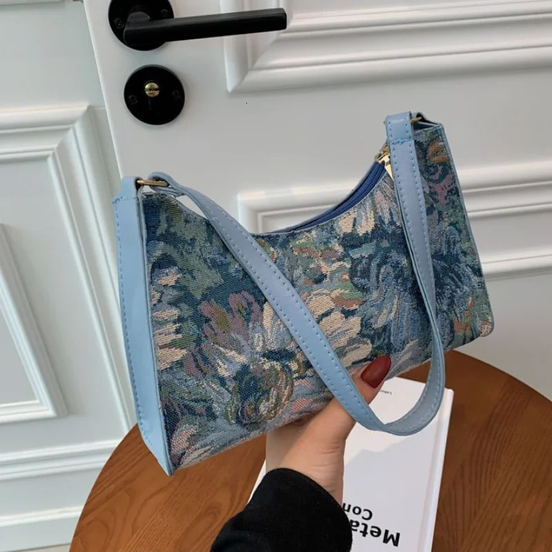 Womens Underwear Bag Autumn 2023 Trend Oil Painting Shoulder Cute Simple Handbag and Wallet Travel Small 240808