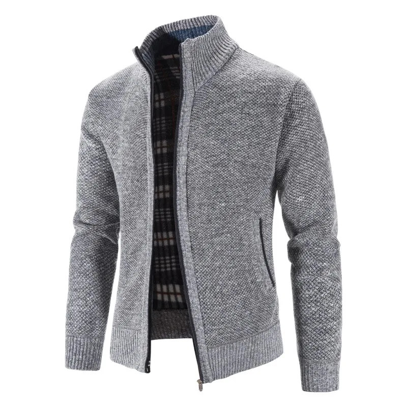 Spring and Autumn Knitted Sweater for Mens Fashion Slim Fit Open Collar Coat Solid Single Chest Co 240821