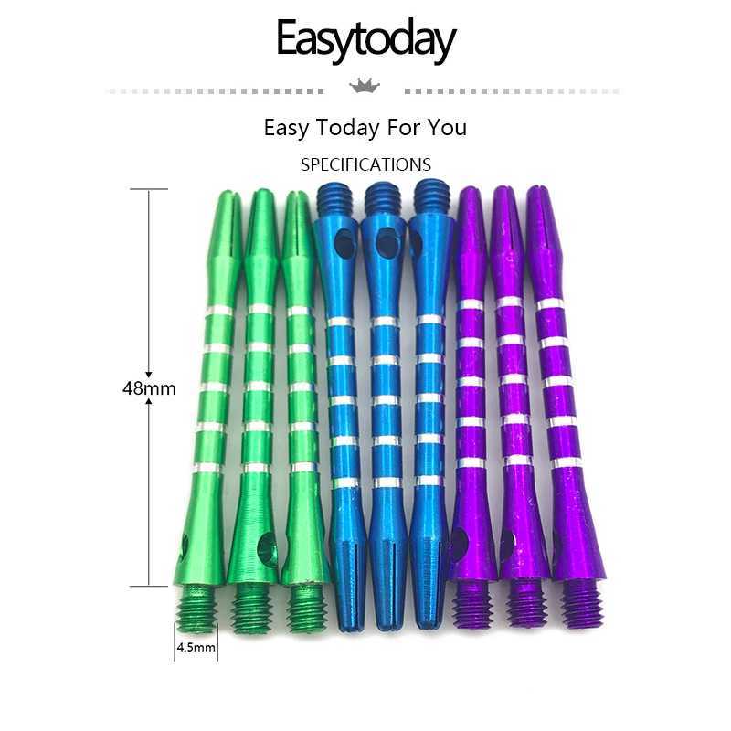 18Pcs/set Darts Shafts Accessories Six Colors Aluminum Screw Dart Shaft Standard 2BA Long 48mm Shafts Wholesale Flechette Y240807