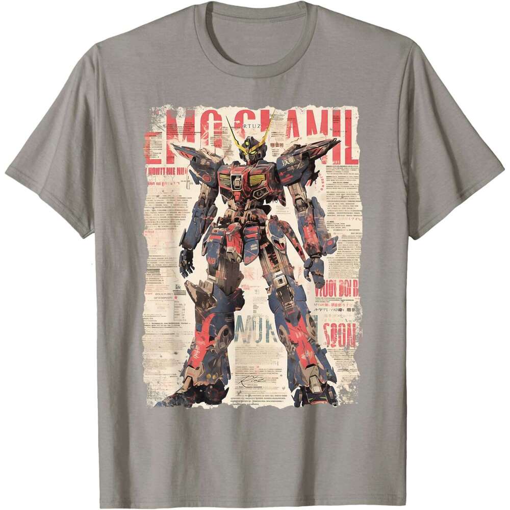 T shirt for Mens Gundam Cyberpunk Japanese cyborg futuristic robot T-Shirt Shirts Tshirt Graphic Tee Casual Tops Clothes Short sleeve Free shipping