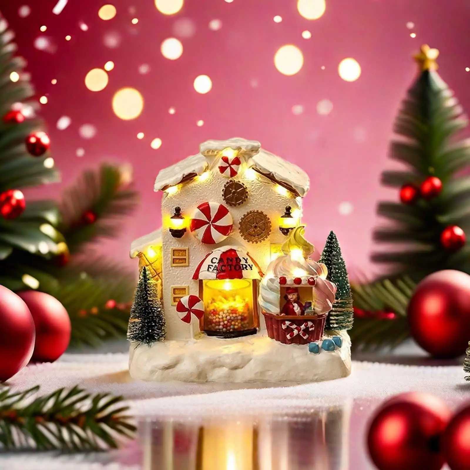 Christmas Villages Houses Ornament Boohelf Xmas Village Decoration Y240808