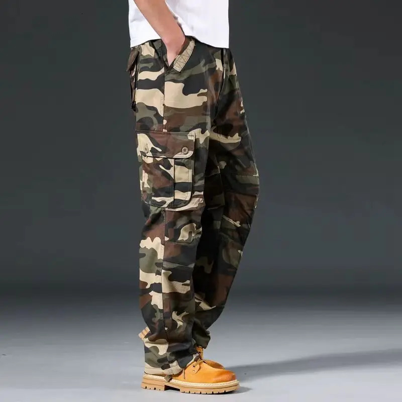 camouflage pants mens casual multi pocket cargo Trojan horse hiphop runner city coat flag tactical M5XL 240808