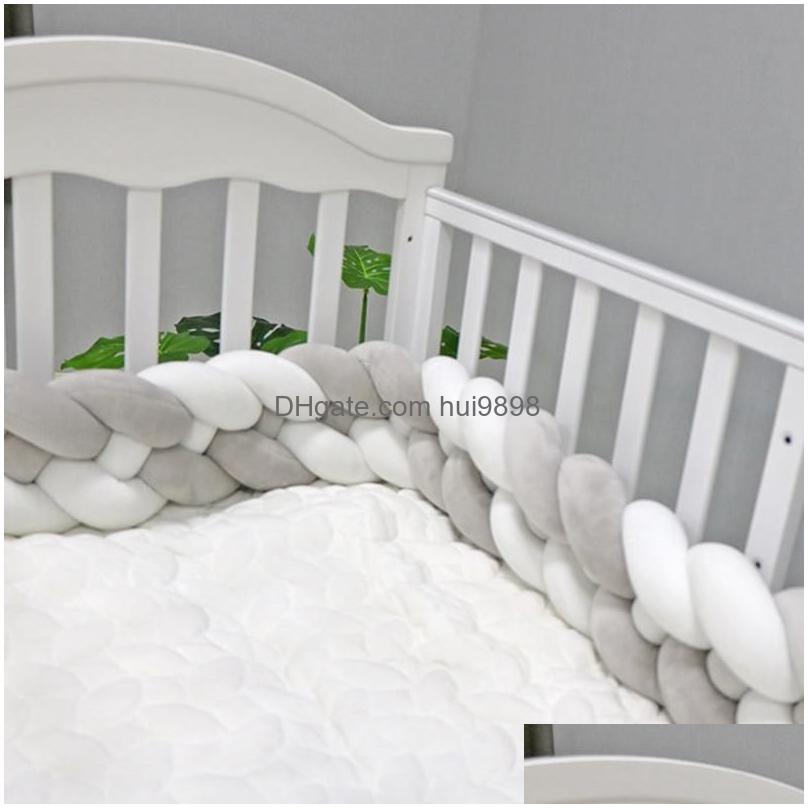 Bedding Sets Baby Bed Protector Bumper Born 4 Twist Pure Cotton Weave Plush Knot Crib Decor Ball Infant Room Decoration1 Drop Delive Dh8Wd 240925