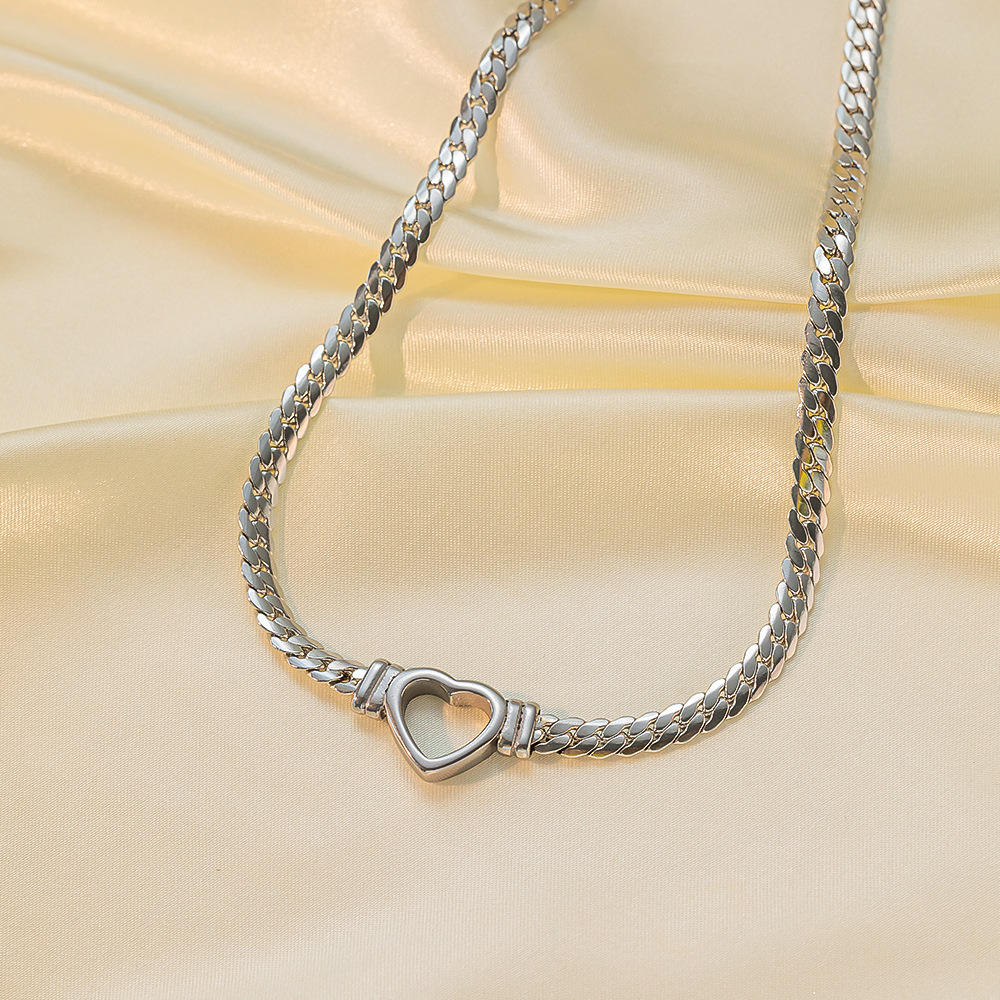 Heart shaped whip chain Ins popular bracelet titanium steel non fading necklace unisex gift for friends