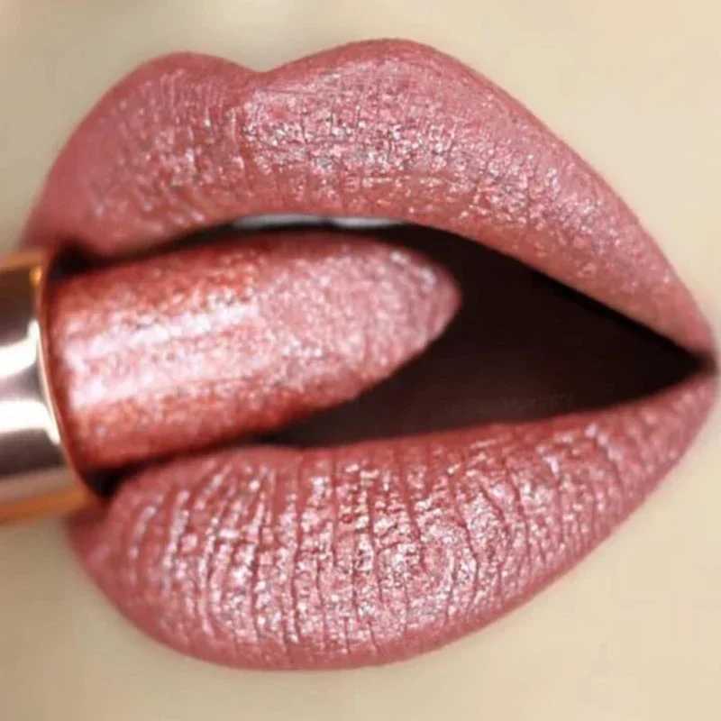 7 Colors Waterproof Diamond Glitter Lipstick Long Lasting Moisturizing Shiny Pearlescent Nude Red Lipsticks Lips Makeup CosmeticXJ241205