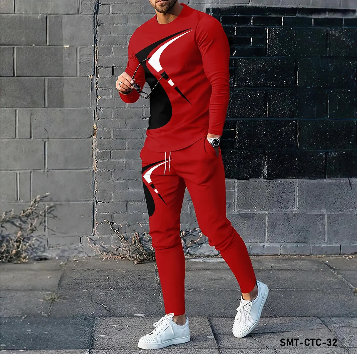 3D Printed Tracksuits Mens Long Sleeve T-shirt Set Long Pants Suit Fashion Sports Men Clothing Sweatshirt Two Piece Set 240816