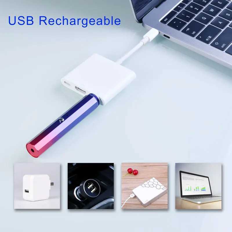 450nm Blue Laser Pointer 532nm Green laser pen 650nm Red Laser Built-in USB Rechargeable Beam Pointer PenM240809