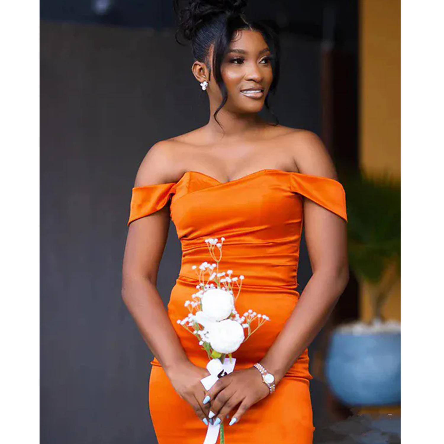 Sexy Mermaid Bright Orange Bridesmaid Dresses for Women Wedding Party Dress Bride Guest Maid of Honor Gowns Robes De Soiree Mariage Custom