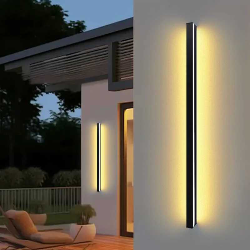 Modern LED Long Wall Lamp IP65 Waterproof Outdoor lighting AC220V Aluminum Black Garden porch Sconces Decor Wall LampCL240809