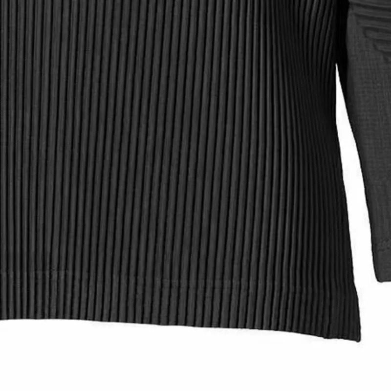 Fold style Miyake mens long sleeved 2023 round neck casual loose sweater Japanese sportswear clothing 240809Z