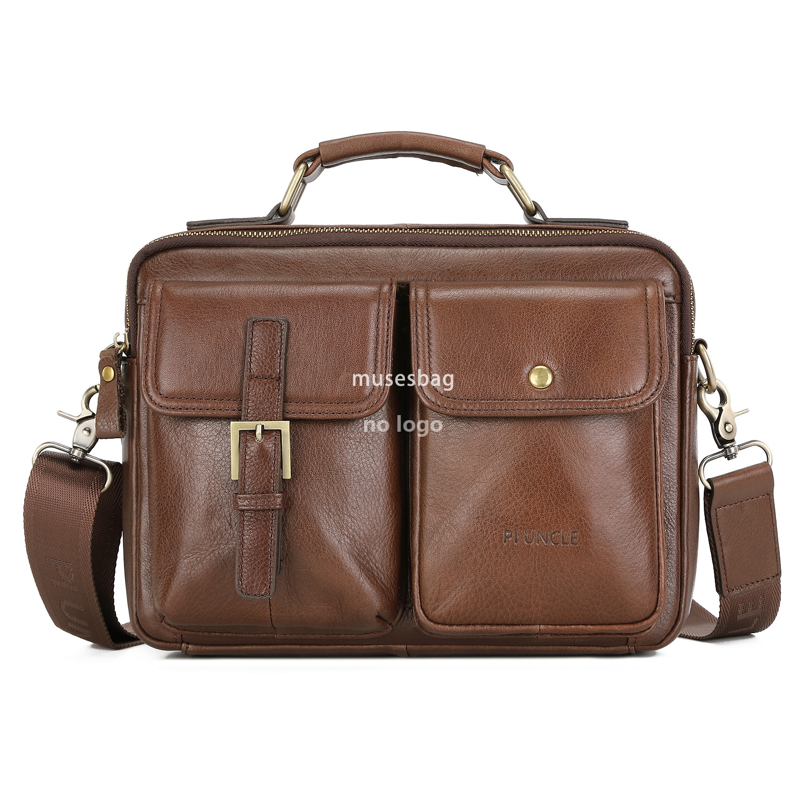 Leather men's large capacity crossbody bag briefcase Multi-functional single shoulder crossbody hand bag head layer cowhide