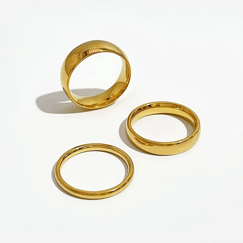 Cross border European and American popular titanium steel couple ring with inner and outer circular arcs, simple surface, and a hundred hand accessori