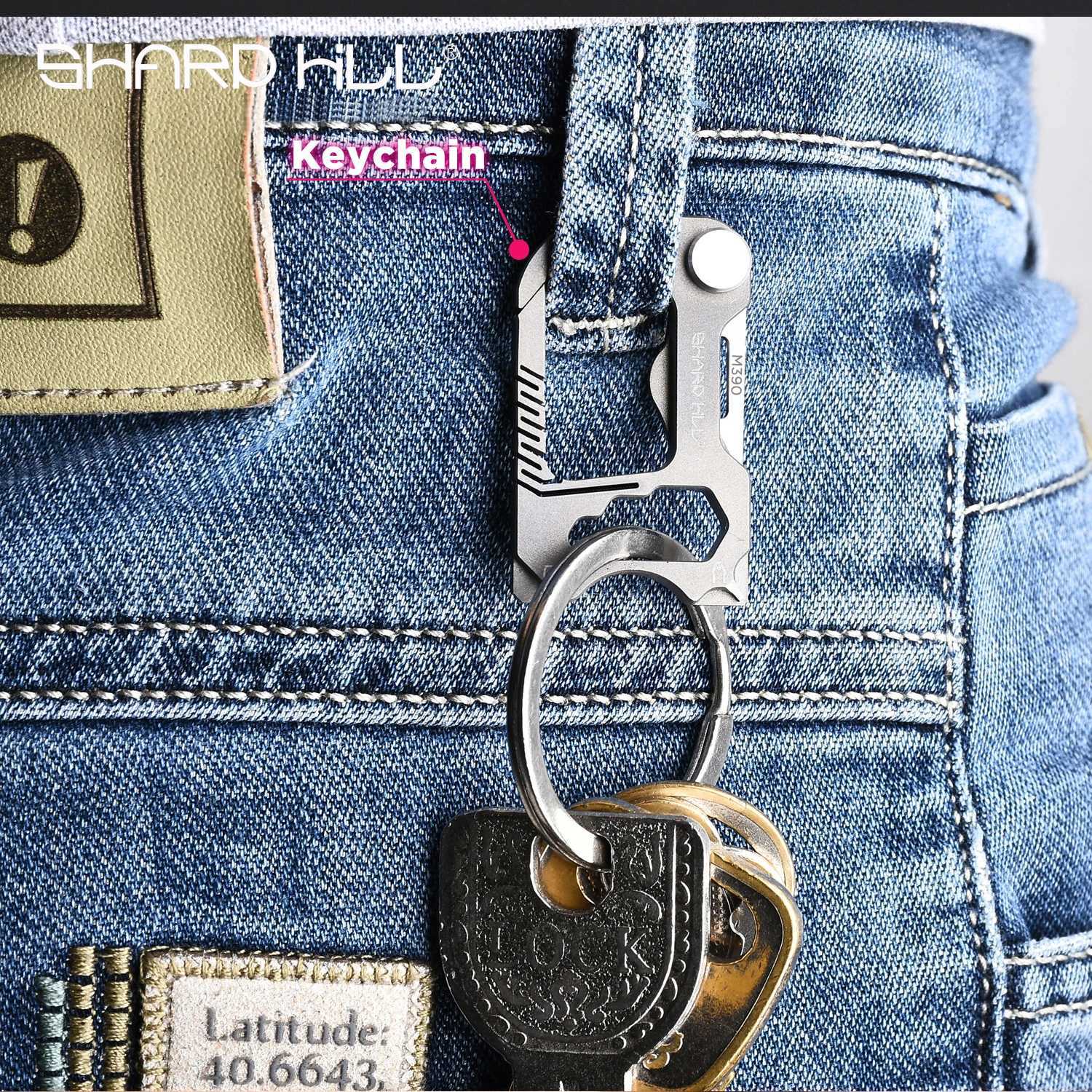 Titanium alloy multifunctional keychain EDC mini portable keychain outdoor knife screwdriver multi tool camping survival hiking W240808
