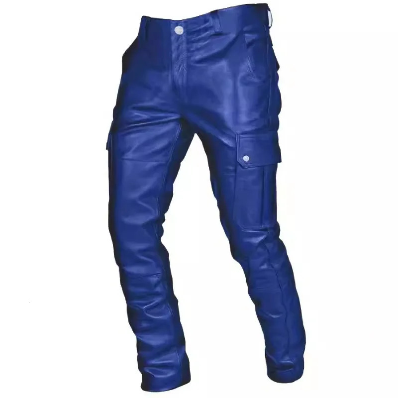 Mens Leather Pants BlackRedBrown Fashionable Dance Party Casual Trouser Large Size 5XL 240808