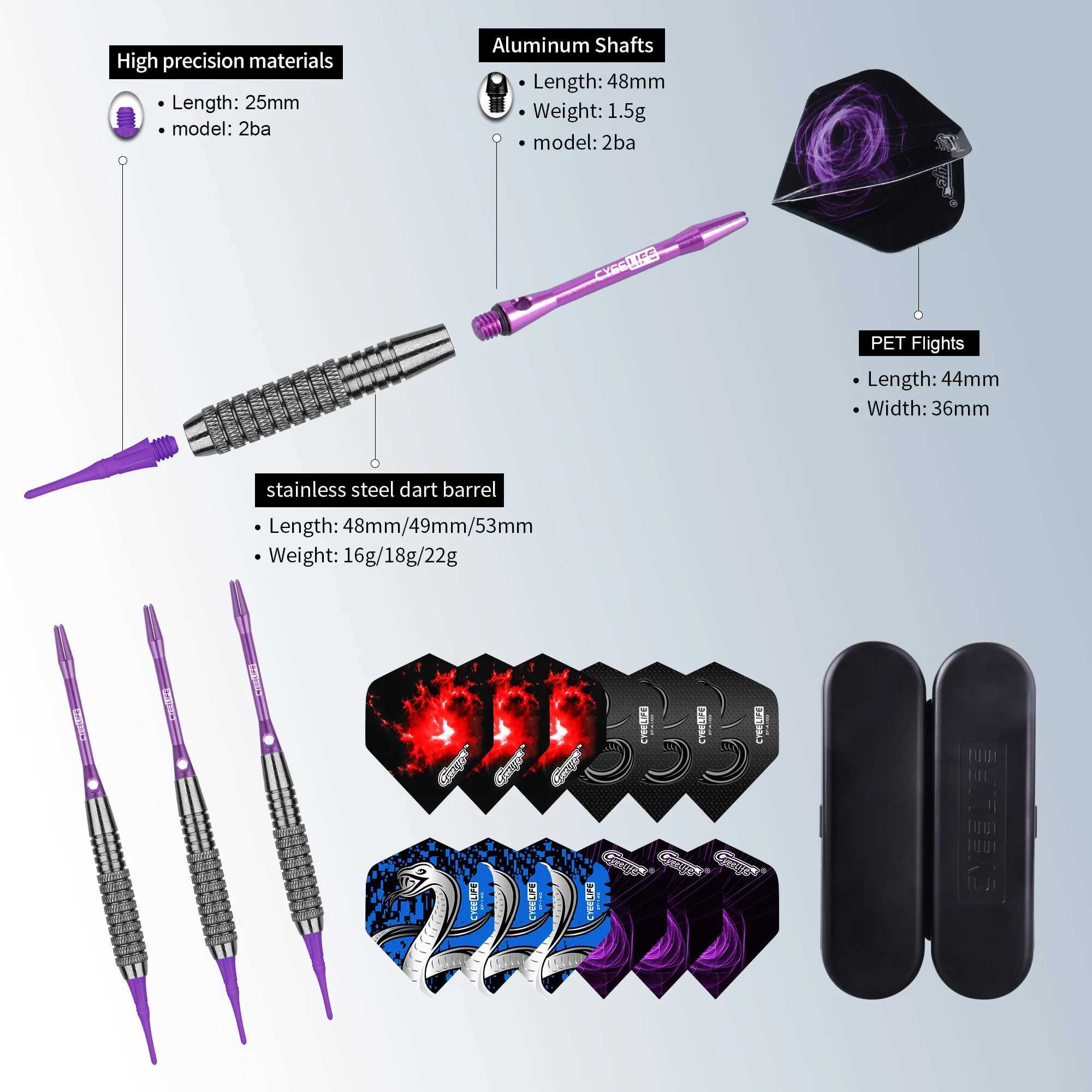 CyeeLife 18/20/24g Soft Dart Safety Practice Competition Rubber Head Adult Flying Sign Drop Resistant Aluminum Rod Tail Y240807