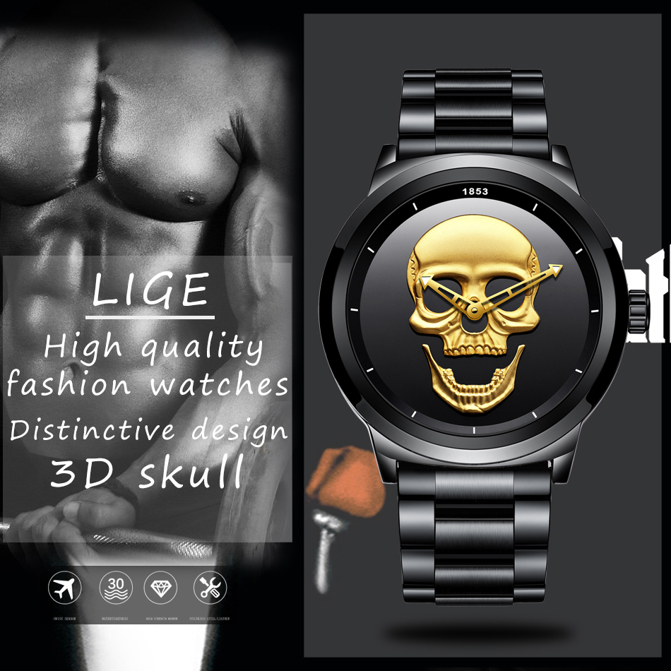 LIGE Sport Mens Watches Top Brand Luxury Quartz Watch For Men Stainless Steel Waterproof Clock Male Wristwatch Relogio Masculino